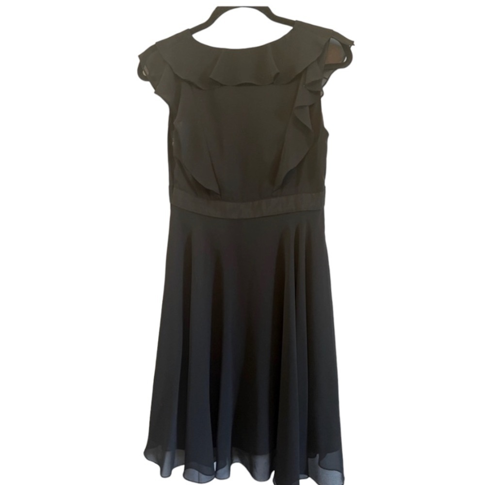Bice Ruffled Black Midi Fit and Flare‎ Dress Size 6 - Picture 4 of 9